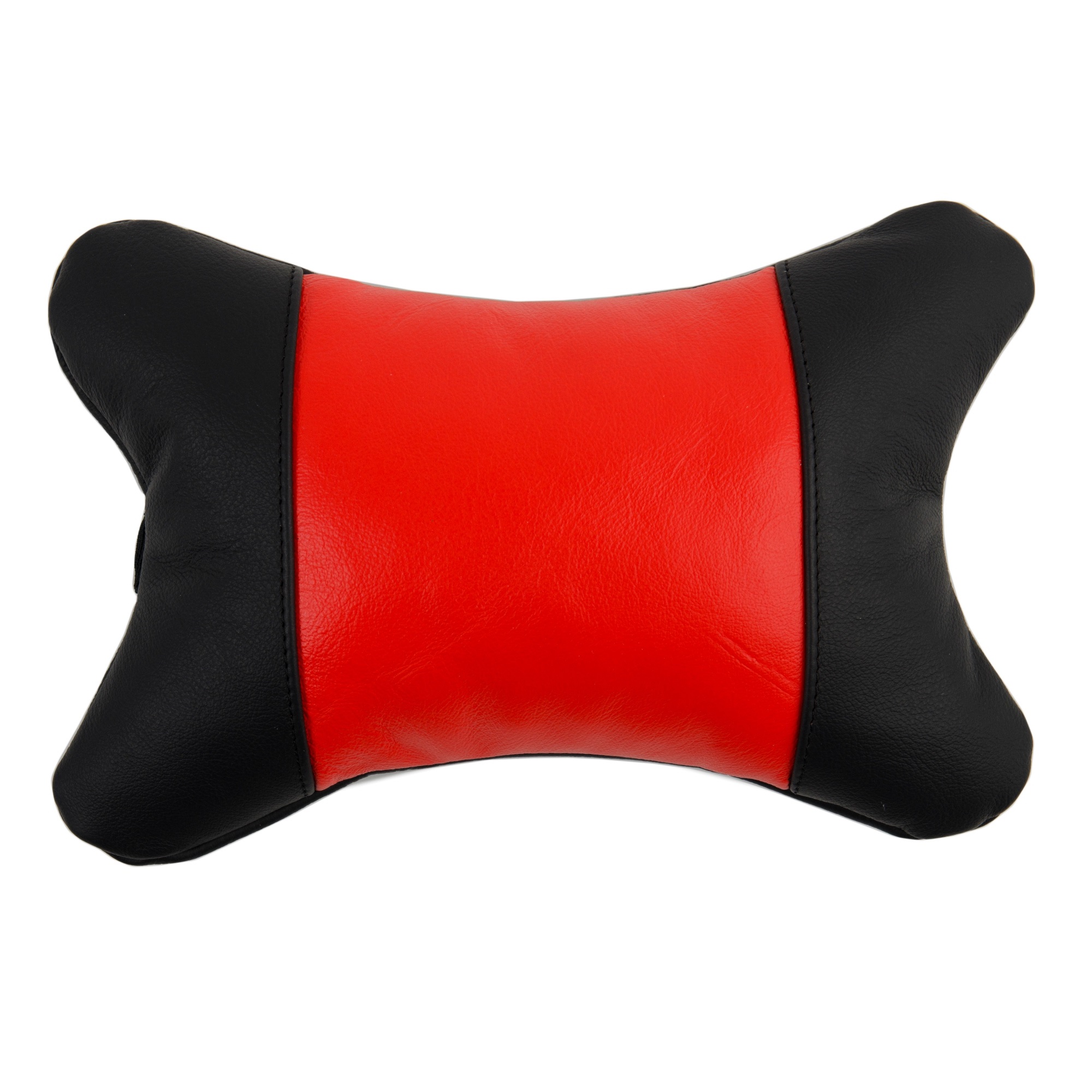 Чорна подушка з червоною вставкою (шкіра)